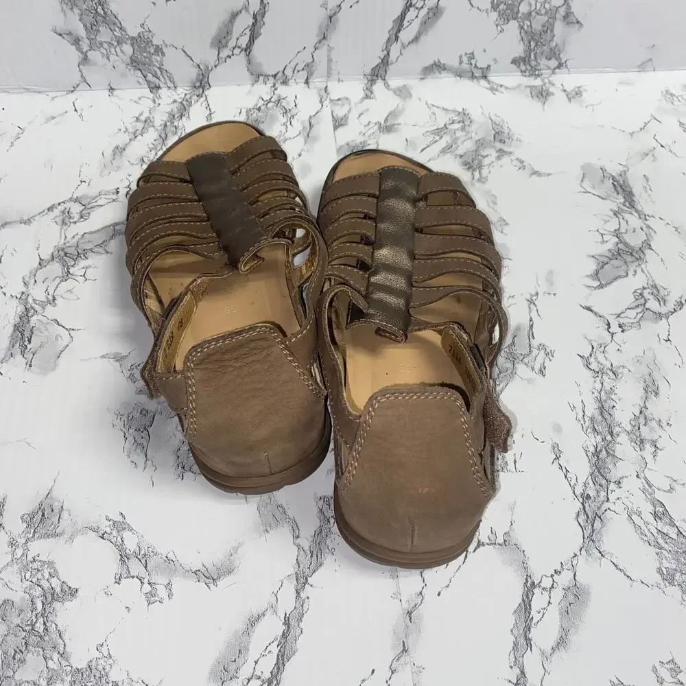 Hartjes Brown Bronze Leather Gladiator Flat Sandals Women's Size 39 US 9